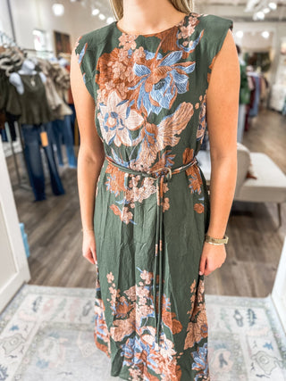 Olive Wild Iris Midi Dress - Everyday EDEN Boutique & Gifts