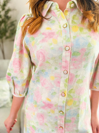 Pastel Dreams Button Down Mini Dress - Everyday EDEN Boutique & Gifts