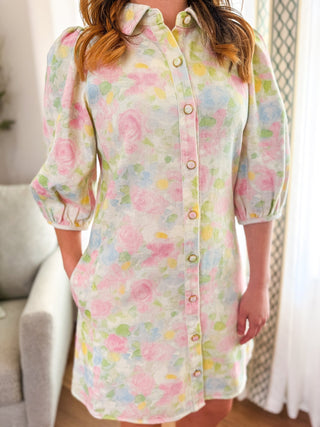 Pastel Dreams Button Down Mini Dress - Everyday EDEN Boutique & Gifts