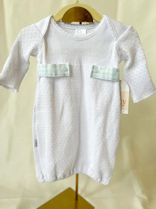 Paty Blue Gingham Shoulder Gown - Everyday EDEN Boutique & Gifts