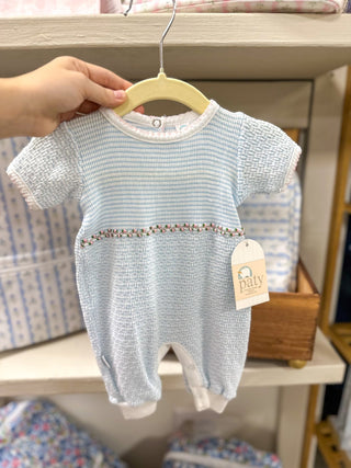 Paty Blue Ruth Romper W/ Pink Trim - Everyday EDEN Boutique & Gifts
