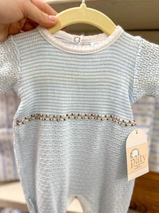 Paty Blue Ruth Romper W/ Pink Trim - Everyday EDEN Boutique & Gifts
