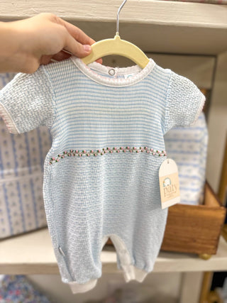 Paty Blue Ruth Romper W/ Pink Trim - Everyday EDEN Boutique & Gifts