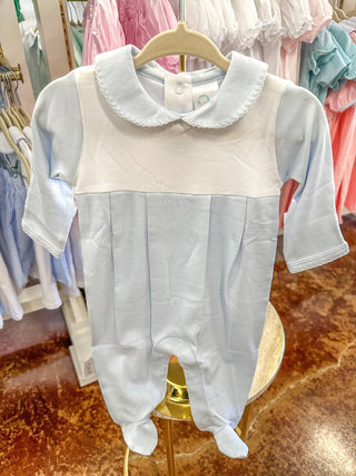 Paty Blue & White Colorblock Footie - Everyday EDEN Boutique & Gifts