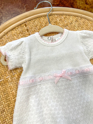 Paty Girl White W/ Pink Eyelet Trim Bubble - Everyday EDEN Boutique & Gifts