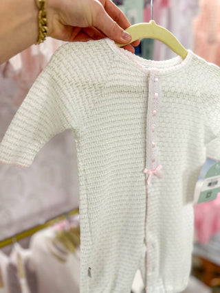 Paty Green Pinstripe W/ Pink Eyelet Trim Romper - Everyday EDEN Boutique & Gifts