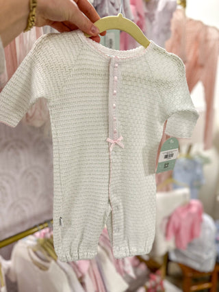 Paty Green Pinstripe W/ Pink Eyelet Trim Romper - Everyday EDEN Boutique & Gifts