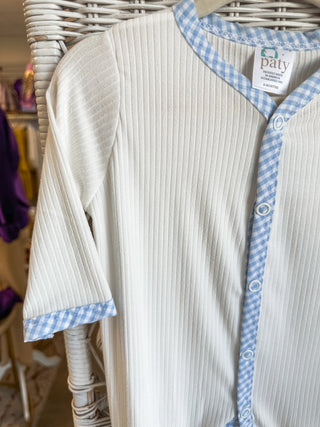 Paty Pal Blue Plaid Trim Footie - Everyday EDEN Boutique & Gifts