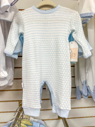 Paty Pal Blue w/ Blue Trim Pinstripe Romper - Everyday EDEN Boutique & Gifts