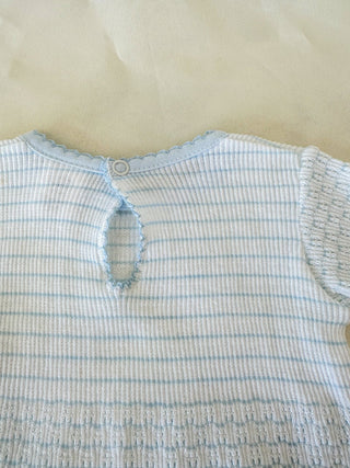 Paty Pal Blue w/ Blue Trim Pinstripe Romper - Everyday EDEN Boutique & Gifts