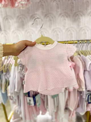 Paty Pal Pink W/ White Pinstripe Diaper Set - Everyday EDEN Boutique & Gifts