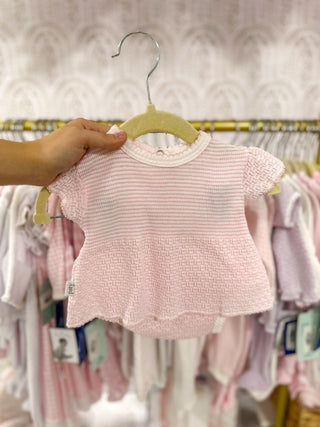 Paty Pal Pink W/ White Pinstripe Diaper Set - Everyday EDEN Boutique & Gifts