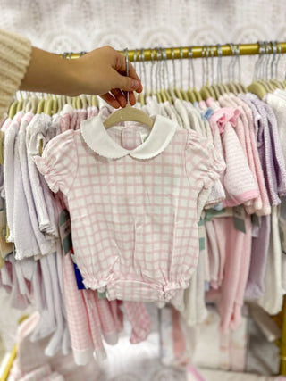 Paty Pink Gingham Collared Bubble - Everyday EDEN Boutique & Gifts