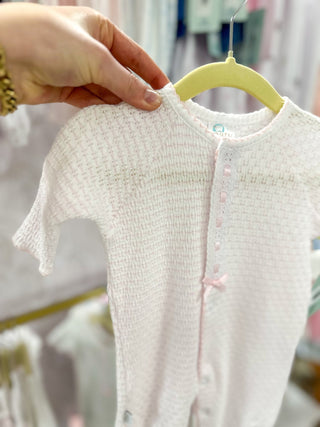 Paty Pink Pinstripe W/ Pink Eyelet Trim Romper - Everyday EDEN Boutique & Gifts