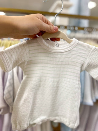 Paty White W/ Green Pinstripes Bubble - Everyday EDEN Boutique & Gifts