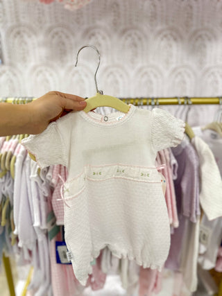 Paty White W/ Pink Embroidered Flowers & Pink Trim Bubble - Everyday EDEN Boutique & Gifts