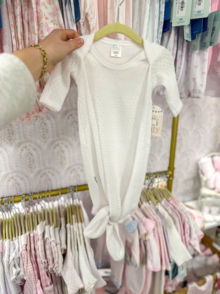 Paty White W/ Pink Trim Knotted Gown - Everyday EDEN Boutique & Gifts