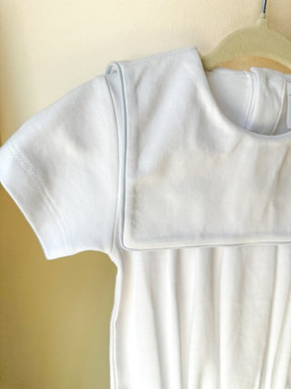 Paty White with Blue Piping Pima Bib Bubble - Everyday EDEN Boutique & Gifts