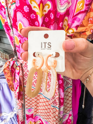 Peach Tan Hoop Link Earrings - Everyday EDEN Boutique & Gifts