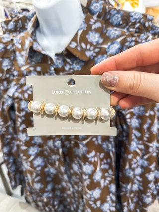 Pearl Beaded W/ Gold Flat Beaded Stretch Bracelet - Everyday EDEN Boutique & Gifts