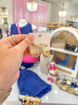 Pearl Embellished Gold Hoop Earrings - Everyday EDEN Boutique & Gifts