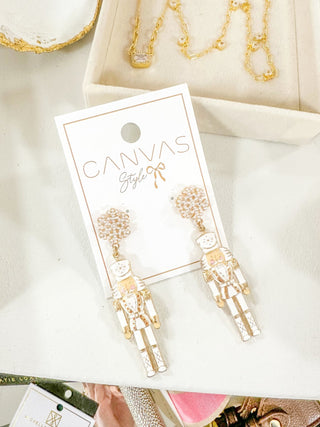 Pearl Snowflake Dangle Nutcracker Enamel Earrings - Everyday EDEN Boutique & Gifts