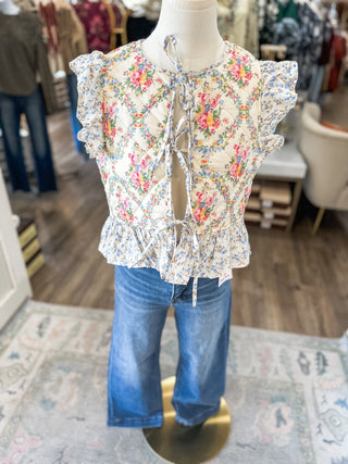 Petal Patchwork Tie Quilted Vest - Everyday EDEN Boutique & Gifts