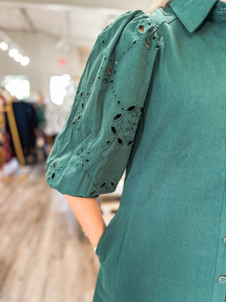 Pine Darling Days Eyelet Mini Dress - Everyday EDEN Boutique & Gifts