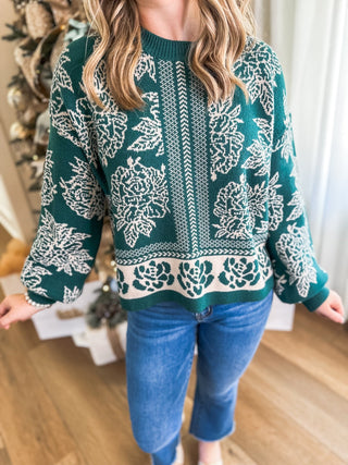 Pine Vintage Garden Sweater - Everyday EDEN Boutique & Gifts