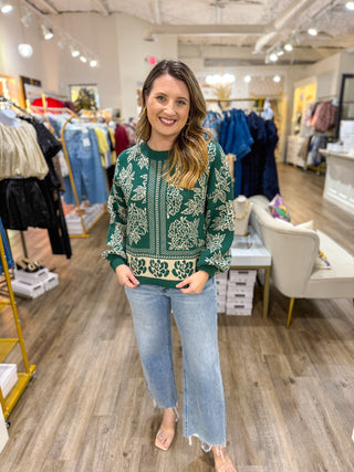Pine Vintage Garden Sweater - Everyday EDEN Boutique & Gifts