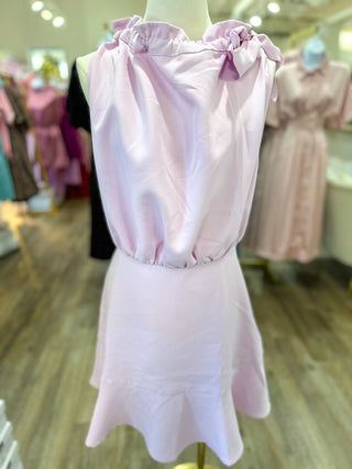 Pink All Dressed Up Tie Neck Mini Dress - Everyday EDEN Boutique & Gifts