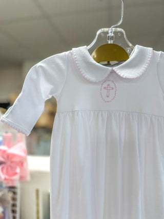 Pink Blessed Smocked Collared Long Sleeve Gown - Everyday EDEN Boutique & Gifts