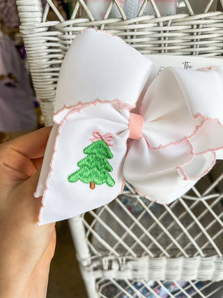 Pink Christmas Tree Embroidered Headband Bow - Everyday EDEN Boutique & Gifts