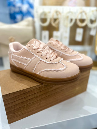 Pink Darling Lace Trim Sneakers - Everyday EDEN Boutique & Gifts