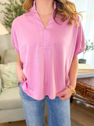 Pink Easy Charm Short Sleeve Top - Everyday EDEN Boutique & Gifts
