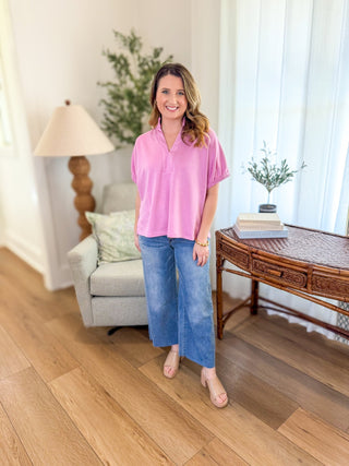 Pink Easy Charm Short Sleeve Top - Everyday EDEN Boutique & Gifts