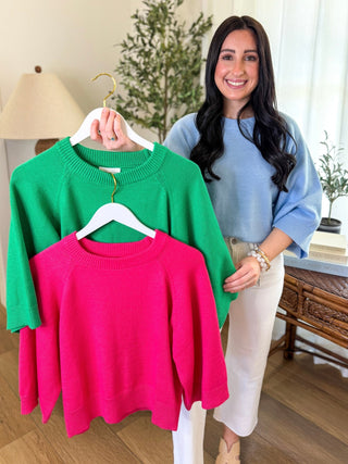 Pink Easy & Chic Quarter Sleeve Sweater - Everyday EDEN Boutique & Gifts