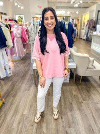 Pink Effortless Fit Round Neck Short Sleeve Top - Everyday EDEN Boutique & Gifts