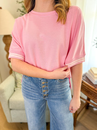Pink Effortless Fit Round Neck Short Sleeve Top - Everyday EDEN Boutique & Gifts