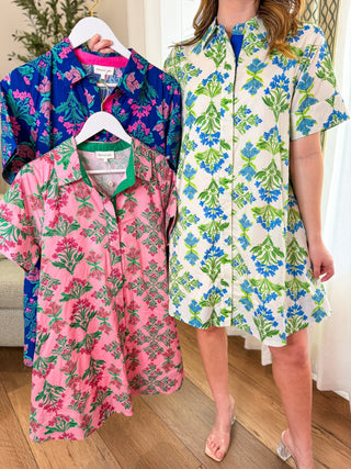 Pink Fresh Bloom Button Down Mini Dress - Everyday EDEN Boutique & Gifts