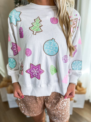 Pink Gingerbread House Family Tradition Sequin Sweatshirt - Everyday EDEN Boutique & Gifts
