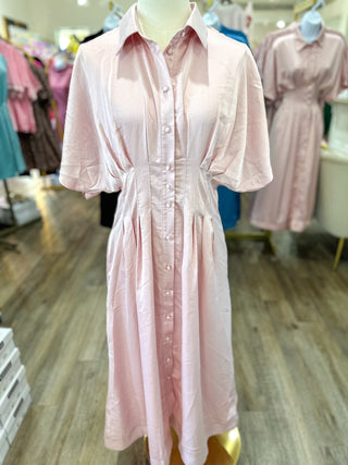 Pink Gracefully Yours Button Midi Dress - Everyday EDEN Boutique & Gifts