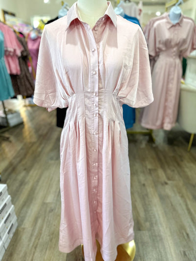 Pink Gracefully Yours Button Midi Dress - Everyday EDEN Boutique & Gifts