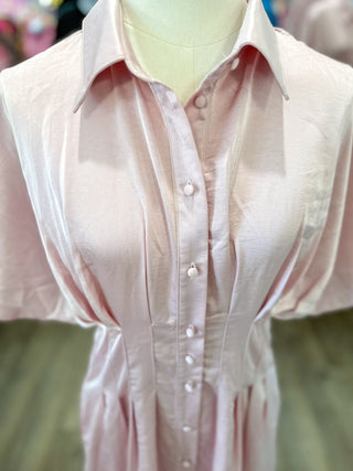 Pink Gracefully Yours Button Midi Dress - Everyday EDEN Boutique & Gifts