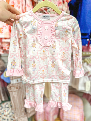 Pink Nutcracker & Bow Print Ruffle Pajama Set - Everyday EDEN Boutique & Gifts