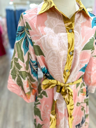 Pink Petals & Palms Belted Mini Dress - Everyday EDEN Boutique & Gifts