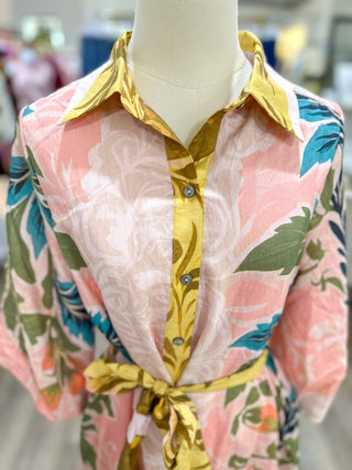 Pink Petals & Palms Belted Mini Dress - Everyday EDEN Boutique & Gifts