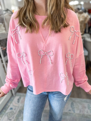 Pink Pretty In Pearls Long Sleeve Top - Everyday EDEN Boutique & Gifts