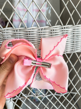 Pink Santa Embroidered Hair Bow - Everyday EDEN Boutique & Gifts