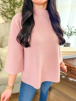 Pink Soft Spoken Mock Neck Bell Sleeve Sweater - Everyday EDEN Boutique & Gifts